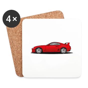 Japanese sports car Supra - Coasters (set of 4) - white - Front