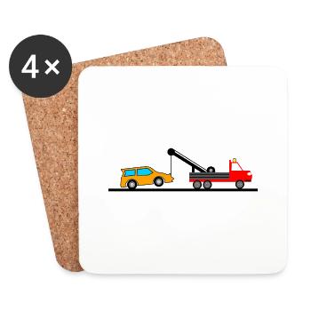 Abschleppwagen - Untersetzer (4er-Set) - Weiß - Vorne
