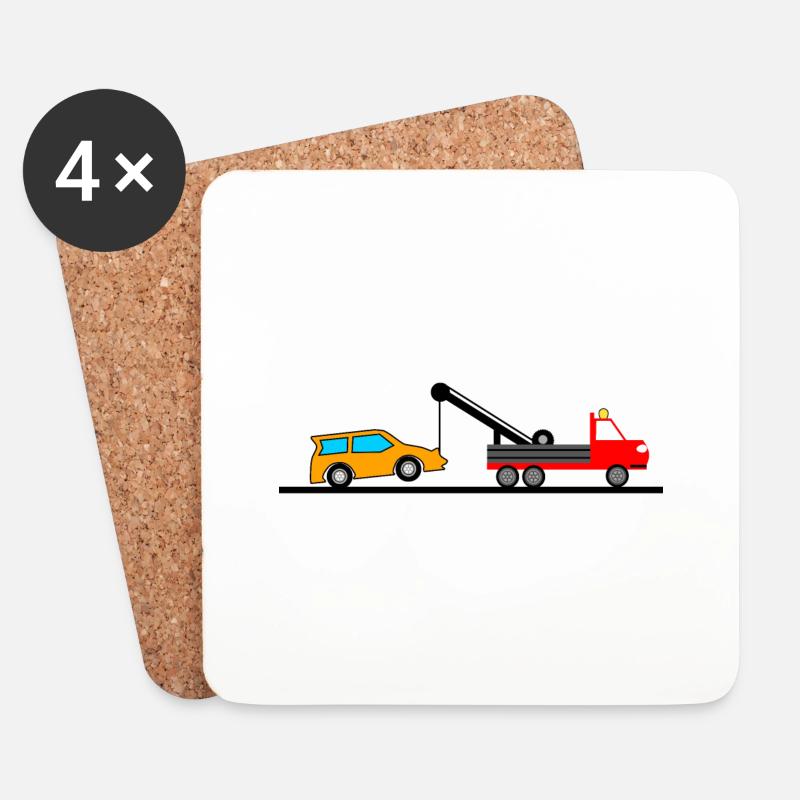 Abschleppwagen - Untersetzer (4er-Set) - Weiß