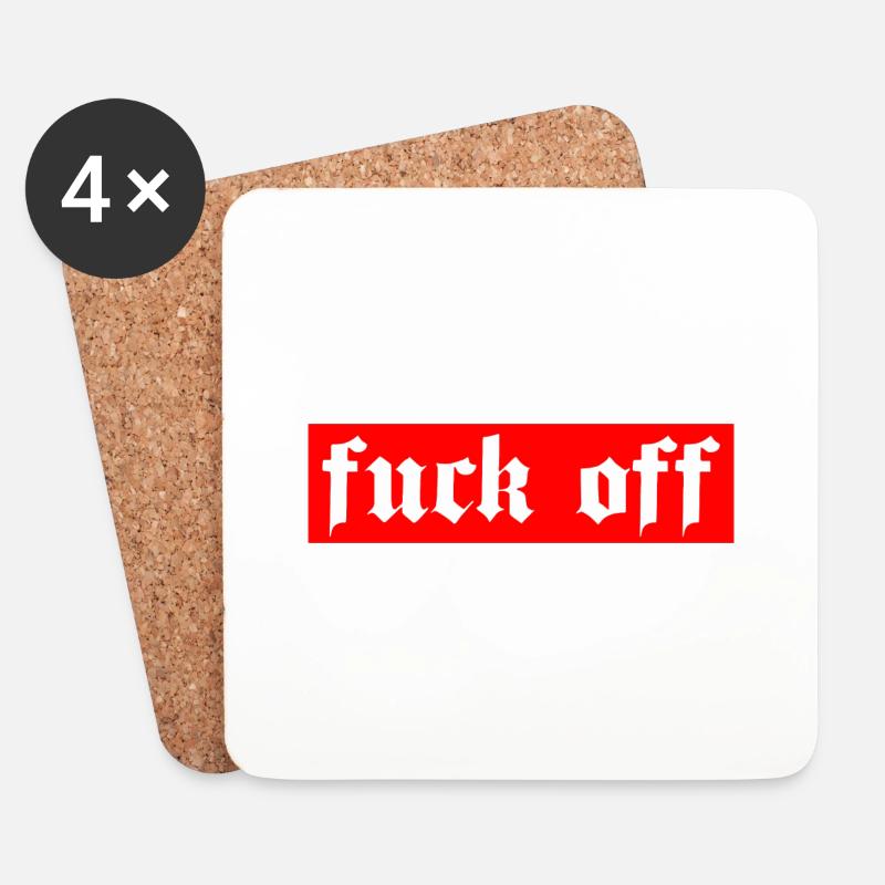 Fuck off - Untersetzer (4er-Set) - Weiß