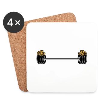 Weightlifting French Fries Bodybuilder - Coasters (set of 4) - white - Front