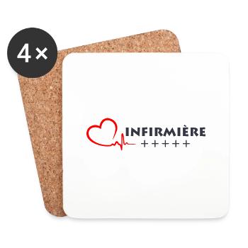 Infirmière +++++ passionnées vocation cadeau - Dessous de verre (lot de 4) - blanc - Devant