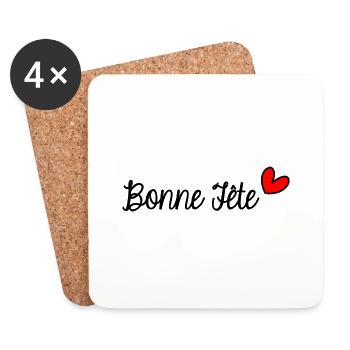 BONNE FÊTE. FÊTE DES MÈRES. FÊTE DES PÈRES. FÊTE - Dessous de verre (lot de 4) - blanc - Devant
