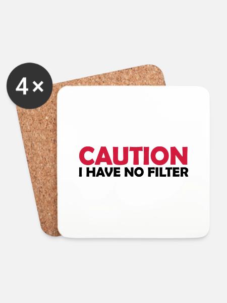 caution no filter quote - Coasters (set of 4) - white
