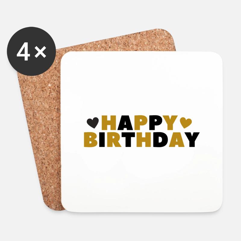 Happy Birthday - Untersetzer (4er-Set) - Weiß