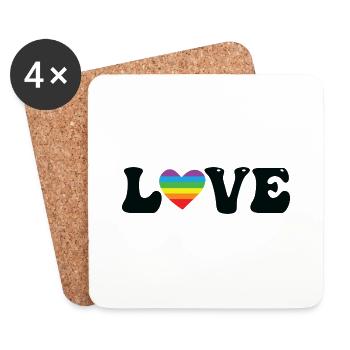 Love Rainbow Heart - Coasters (set of 4) - white - Front