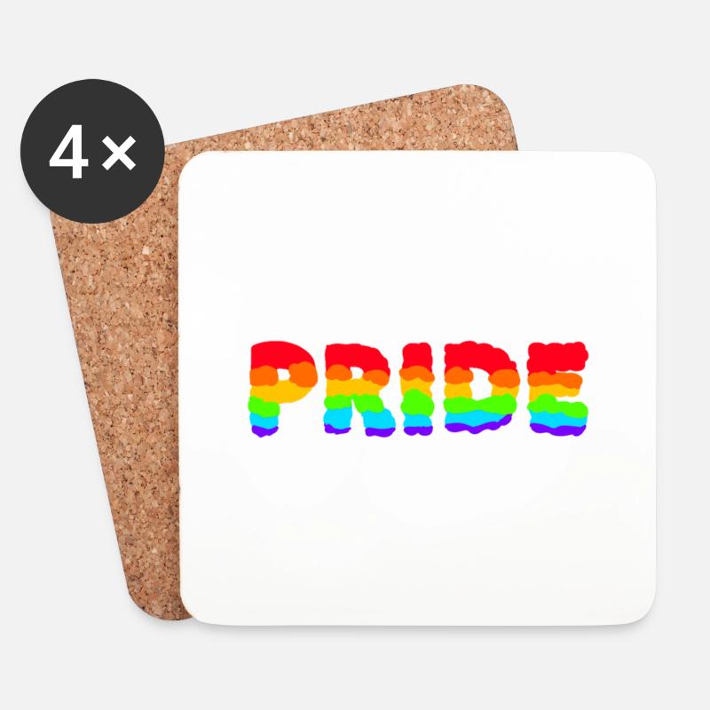 PRIDE LGBTQ+ SLOGAN - Untersetzer (4er-Set) - Weiß