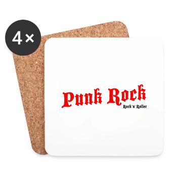 Punk Rock Rouge - Logo Noir - Dessous de verre (lot de 4) - blanc - Devant