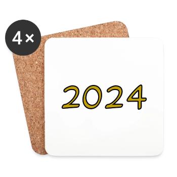 2024. CHRISTMAS. YEAR. ANNIVERSARY. RETIREMENT. DAD - Coasters (set of 4) - white - Front