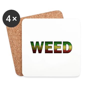 Marijuana Herbe Cannabis - Dessous de verre (lot de 4) - blanc - Devant