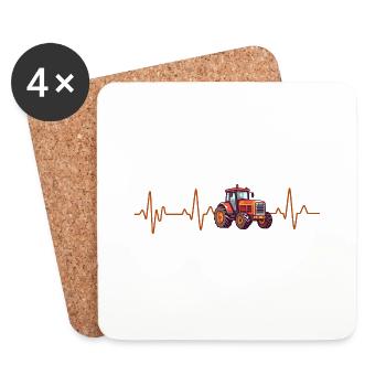 Heartbeat Traktor - Untersetzer (4er-Set) - Weiß - Vorne