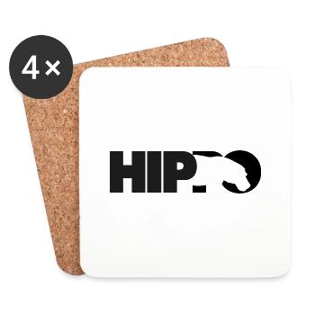 HIppo Nilpferd Silhouette - Untersetzer (4er-Set) - Weiß - Vorne