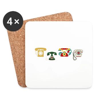 Vintage Retro Phone - Coasters (set of 4) - white - Front