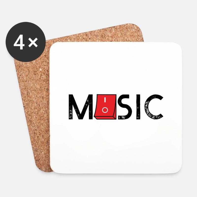 Music On Off - Untersetzer (4er-Set) - Weiß