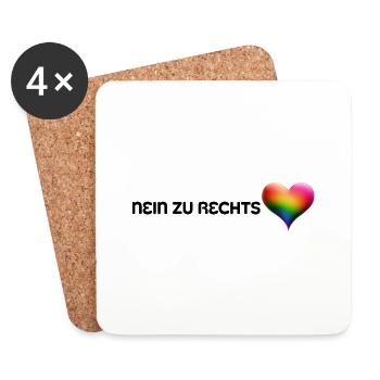 Nein zu Rechts - Untersetzer (4er-Set) - Weiß - Vorne