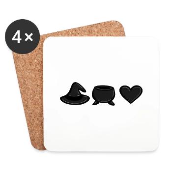 Amour du chaudron de sorcière (noir) - Dessous de verre (lot de 4) - blanc - Devant