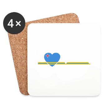 I love Aruba - Dutch Caribbean - Oranjestad - Untersetzer (4er-Set) - Weiß - Vorne