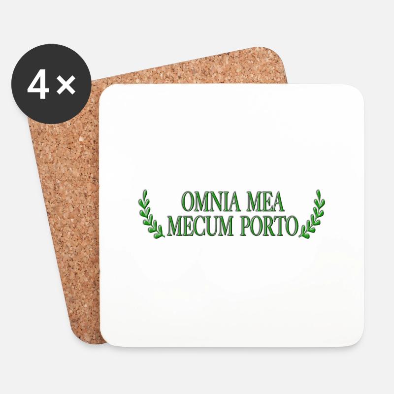 Omnia Mea Mecum Porto - Untersetzer (4er-Set) - Weiß