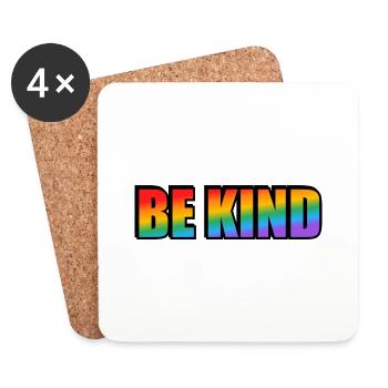 Sei freundlich Regenbogen - Untersetzer (4er-Set) - Weiß - Vorne