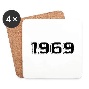 Vintage 1969 Naissance Anniversaire Rétro 1969 - Dessous de verre (lot de 4) - blanc - Devant