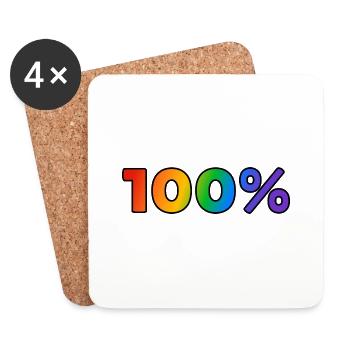 100 % gay - Dessous de verre (lot de 4) - blanc - Devant
