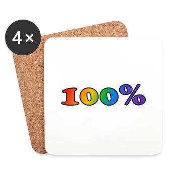 100 % gay - Dessous de verre (lot de 4) - blanc - Devant