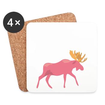 pinker Elch - Untersetzer (4er-Set) - Weiß - Vorne