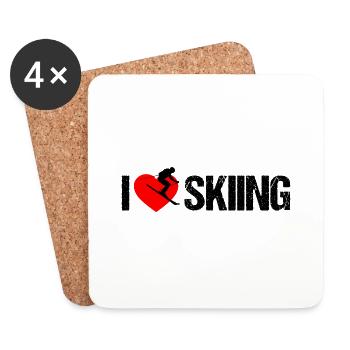 I love skiing - Untersetzer (4er-Set) - Weiß - Vorne
