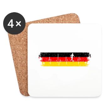 Deutschland Fußball Herzschlag Vintage - Untersetzer (4er-Set) - Weiß - Vorne