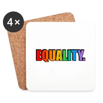 EQUALITY - rainbow text - LGBT pride month - Coasters (set of 4) - white - Front