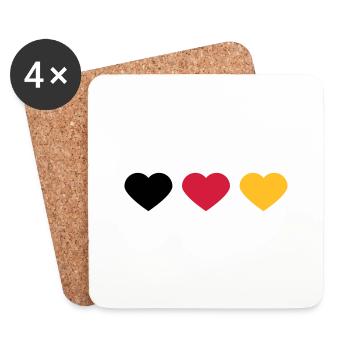 3 Hearts Germany Flag Colors Love German - Coasters (set of 4) - white - Front