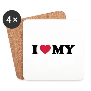 i_love_my_2_color - Dessous de verre (lot de 4) - blanc - Devant