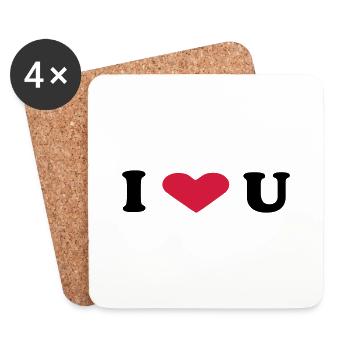 i love u - Dessous de verre (lot de 4) - blanc - Devant