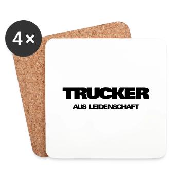 Schriftzug Trucker  - Untersetzer (4er-Set) - Weiß - Vorne