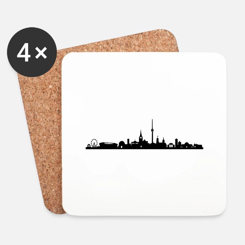 Skyline Stuttgart - Untersetzer (4er-Set) - Weiß