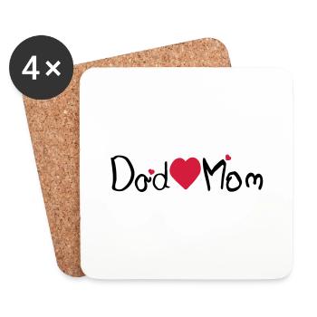 Dad heart Mom - Coasters (set of 4) - white - Front