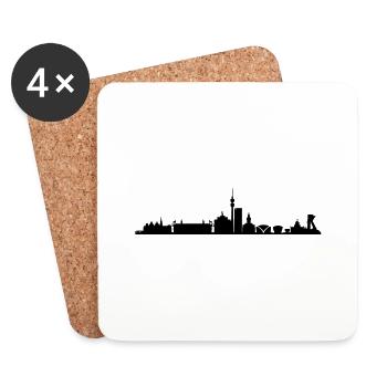 Skyline Dortmund Schwarz - Untersetzer (4er-Set) - Weiß - Vorne