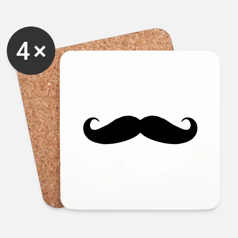 Mustache - Untersetzer (4er-Set) - Weiß