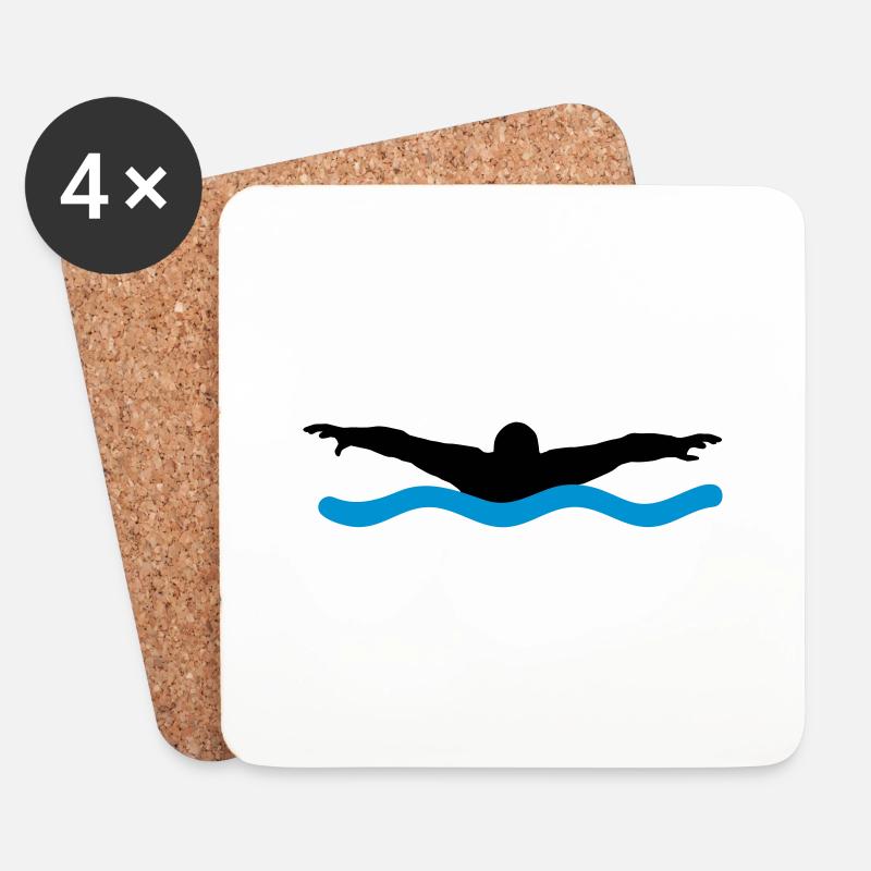 schwimmen - Untersetzer (4er-Set) - Weiß