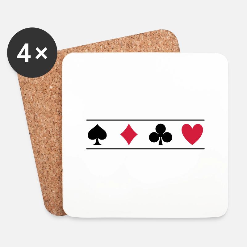 Kartenspielzeichen - Untersetzer (4er-Set) - Weiß