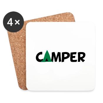 camp , camping, camping , caravan, trekking , hiki - Untersetzer (4er-Set) - Weiß - Vorne