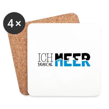 Ich brauche Meer - Untersetzer (4er-Set) - Weiß - Vorne