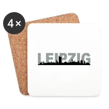 Skyline Leipzig Name - Untersetzer (4er-Set) - Weiß - Vorne