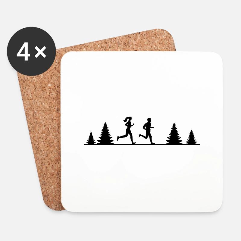 Sport - Jogger Wald - Untersetzer (4er-Set) - Weiß