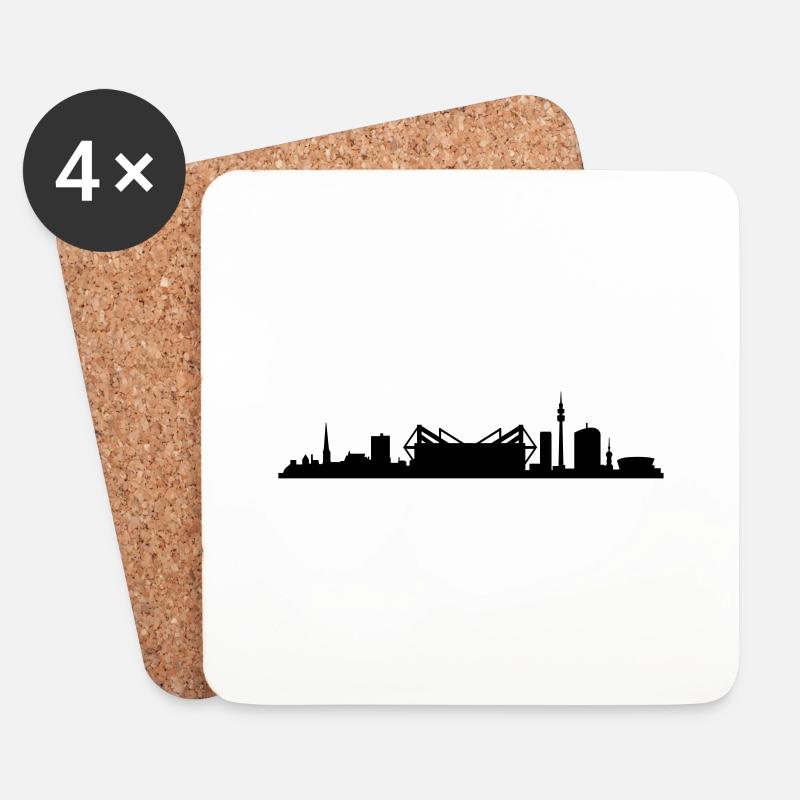 Skyline - Dortmund - Untersetzer (4er-Set) - Weiß
