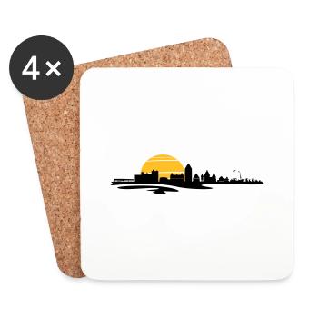 Skyline - Küste Heiligenhafen - Untersetzer (4er-Set) - Weiß - Vorne