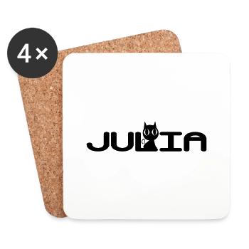 Julia mit schwarzer Katze - Untersetzer (4er-Set) - Weiß - Vorne