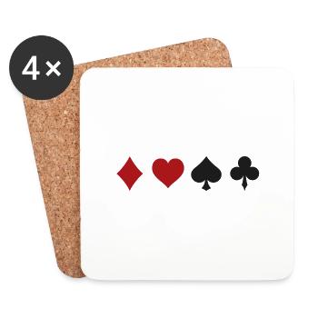 Karten - Karo Herz Pik Kreuz - Untersetzer (4er-Set) - Weiß - Vorne