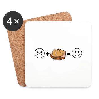 Fromage de foie Semmel Leberkas Fromage de foie Idée cadeau - Dessous de verre (lot de 4) - blanc - Devant