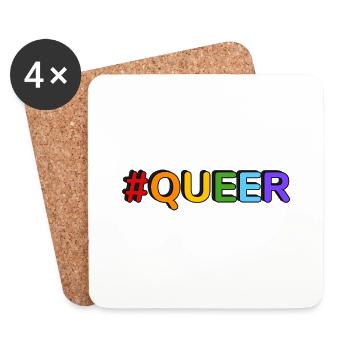 QUEER hashtag - Coasters (set of 4) - white - Front
